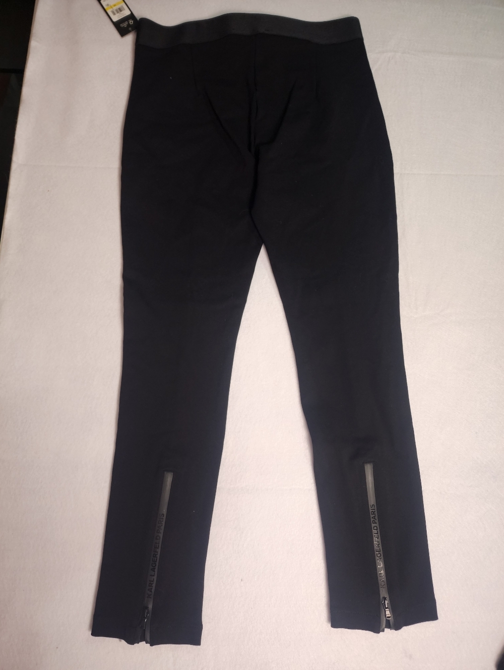Karl Lagerfeld Zip-Detail Pull-On Pants Black Skinny Ponte Pants Med New - Picture 4 of 10